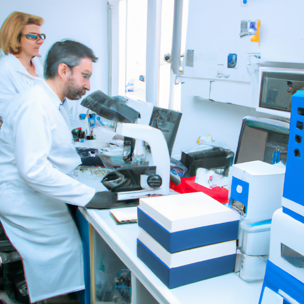 A modern pathology laboratory with specialized team.