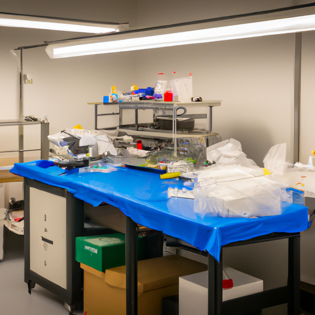 A modern pathology laboratory in progress.